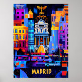 Poster Madrid nuit géométrique - Vibrant Urban Bold (Devant)