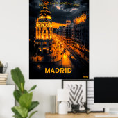 Poster Madrid Skyline - Charcoal Monochrome Art - Urban (Bureau à domicile)