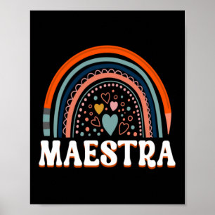 Poster Maestra de retour à l'école Mignonne Drôle Profess