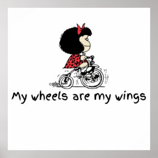 Poster Mafalda à vélo