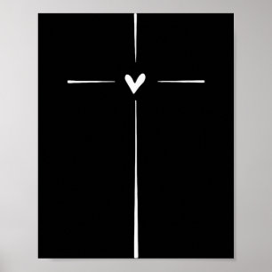 Poster Magasin de Noël Uni Moderne Cœur Noir Religieux