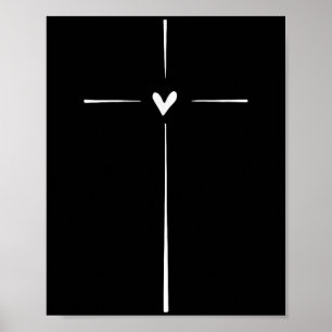 Poster Magasin de Noël Uni Moderne Cœur Noir Religieux
