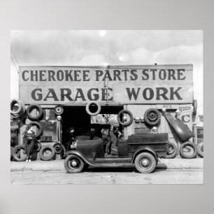 Poster Magasin de pièces Cherokee, 1936. Photo vintage
