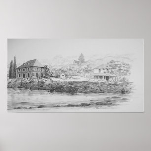 Poster Magasin de pierre de Kerikeri, église et Chambre