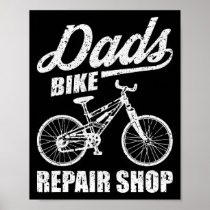 Poster Magasin de réparation de vélos Papa drôle de vélo