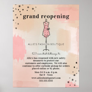 Poster Magasin de vêtements réouverture Abstrait Blush
