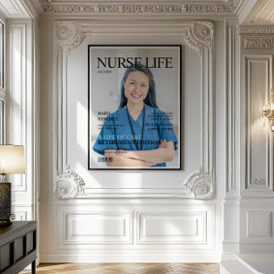Poster Magazine Photo Personnalisé Cadeau de Retraite Inf
