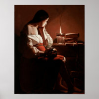 Magdalene avec la flamme fumante, La Tour