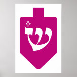 Poster Magenta Dreidel Hebrew Letter Shin Hanukkah<br><div class="desc">Strikingly simple dreidel with the letter "shin".
A great decor and gift idea for the Festival of Lights - Hanukkah.</div>