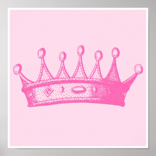 Poster Magenta Princess Crown sur Arrière - plan rose (Devant)
