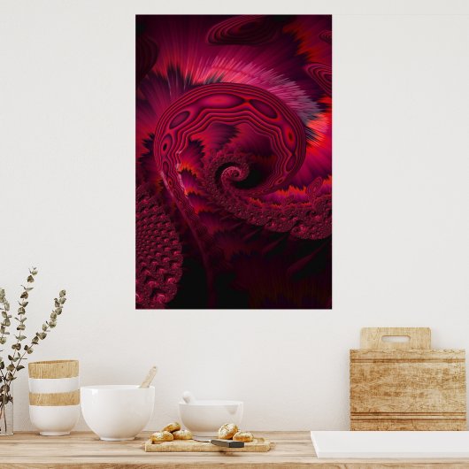 Poster Magenta Spiral Alien Tentacle Fractal Artwork (Cuisine)