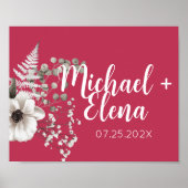 Poster Magenta & White Floral Mariage Mur Imprimer (Devant)