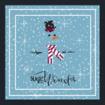 Poster Magic and Wonder Christmas Snowman Blue ID440<br><div class="desc">Belle affiche minimaliste de fin d'année, avec un bonhomme de neige stylisé encadré en blanc sur un arrière - plan bleu cadet parsemé de flocons de neige et d'étoiles. La typographie branchée de 'Magic and Wonder' complète le design. Ajoutez un nom à personnaliser si vous le souhaitez. Recherchez ID440 pour...</div>