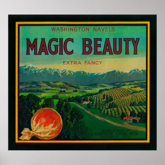Poster Magic Beauty Orange LabelPorterville, CA (Devant)