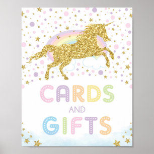 Poster Magic Gold Unicorn /Cartes & Cadeaux Anniversaire