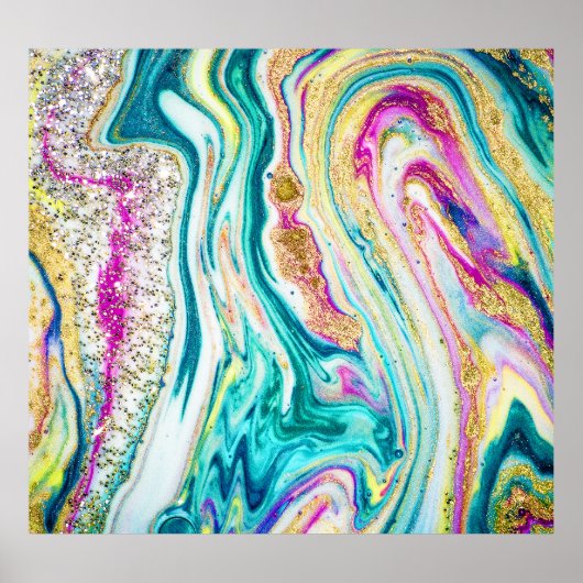 Poster Magic Marbling : Metallic Paint Design. (Devant)
