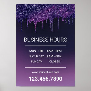 Poster Magic Purple Drives Beauté Salon Spa Heures d'ouve