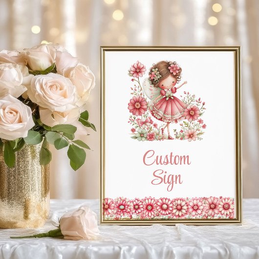 Poster Magical Fairy Girl Blush Floral Birthday Custom  