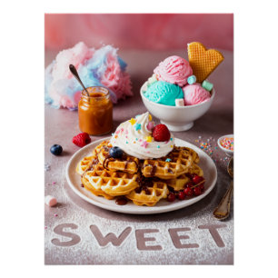 Poster Magical Waffle & Ice Cream Fantasy