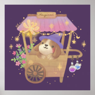 Poster Magicien Chiot : Chariot de Vendeur Magique Vintag