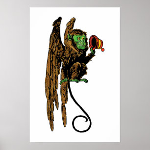 Poster Magicien d'Oz vintage, casquette mauvais de singe