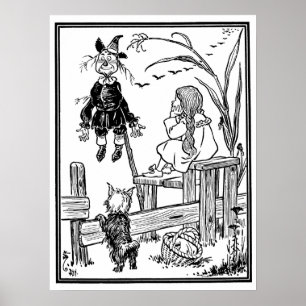 Poster Magicien d'Oz vintage, Dorothy Toto rencontre l'ép