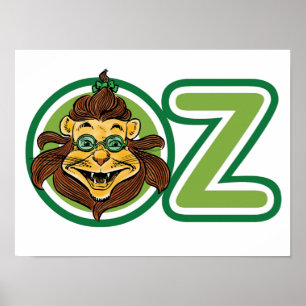 Poster Magicien vintage de Oz, Lion dans la lettre O