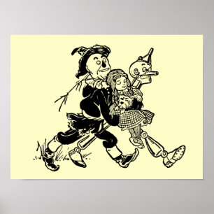 Poster Magicien vintage d'Oz Dorothy dormant avec des pav