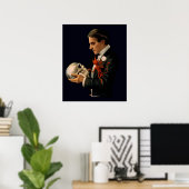 Poster Magicien vintage, Thurston tenant un crâne humain (Bureau à domicile)