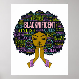 Poster Magie Blacknificent Black Queen Melanin Sista Girl