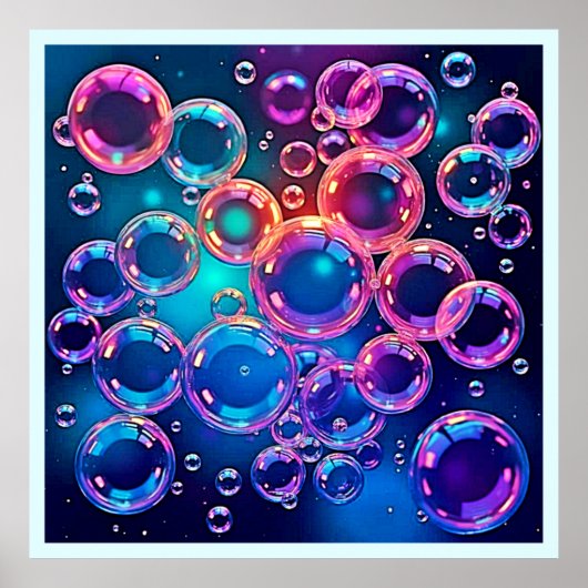 Poster Magie de bulle rose pourpre (Devant)