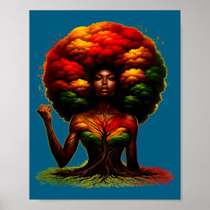 Poster magie de fille noire afro melanine reine africaine