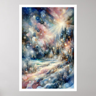 Poster Magie de neige et merveille Impressionniste Abstra