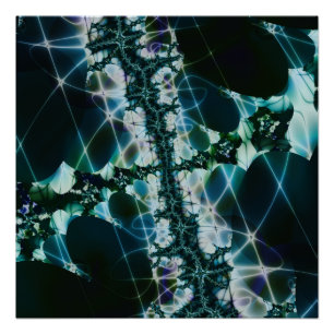 Poster Magique   Art fractal bleu et vert