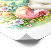 Poster Magique Cute Kawaii Unicorn Floral (Coin)