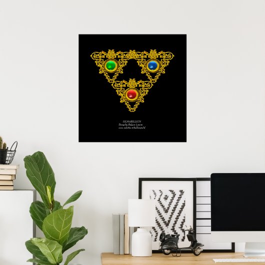 POSTER MAGIQUE ELFIC TALISMAN /GOLD TRIANGLE AVEC GEMSTON (Bureau à domicile)