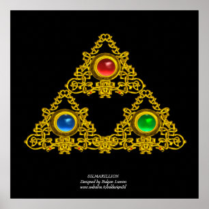 POSTER MAGIQUE ELFIC TALISMAN /GOLD TRIANGLE AVEC GEMSTON