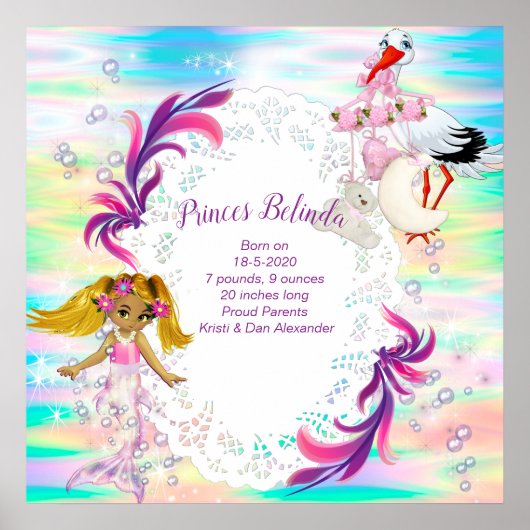 Poster Magique Rainbow Bubbles & Baby Mermaids (Devant)