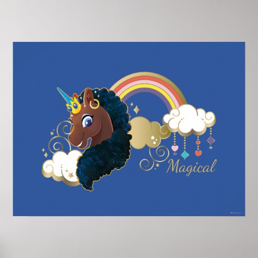 Poster Magique Unicorn Arc en ciel et nuages Design (Devant)