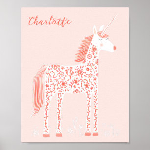 Poster Magique Unicorn Blush Pink Personnalisé