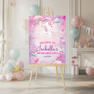 Poster Magique Unicorn Whimsical Rainbow fête d'anniversa