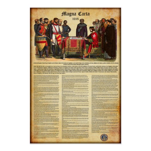 Poster MAGNA CARTA 1215 - Texte anglais (Devant)