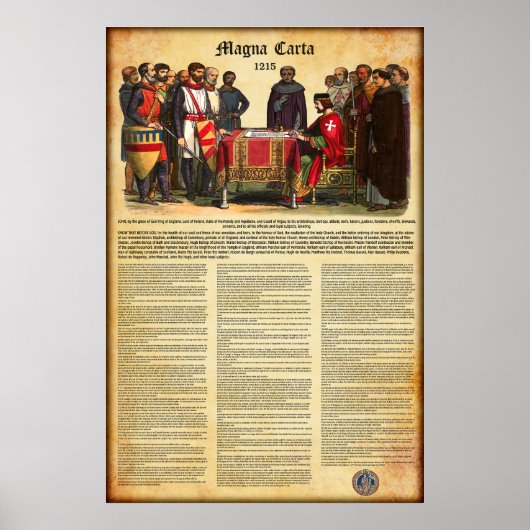 Poster MAGNA CARTA 1215 - Texte anglais (Devant)