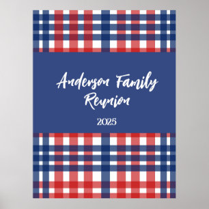 Poster Magnet de réunion de famille rouge, blanc et bleu