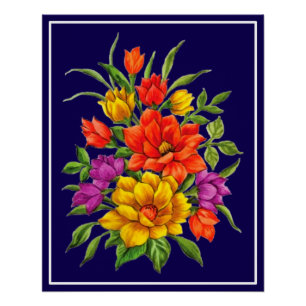 Poster Magnifique Bouquet De Fleurs Aquarelle-34123