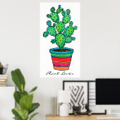 Poster Magnifique Cactus Aquarelle En Beau Pot (Bureau à domicile)