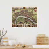 Poster Magnifique carte du 17ème siècle de Londres Anglet (Cuisine)