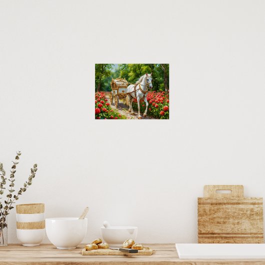 Poster Magnifique cheval et transport (Cuisine)