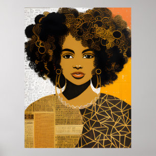 Poster Magnifique Coiffure frêle Africain Américain Femme