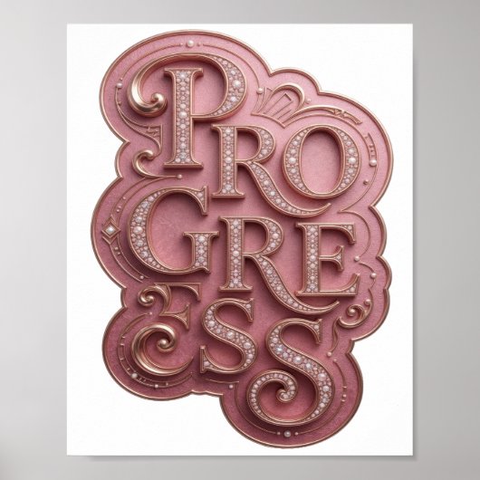 Poster Magnifique conception de citation PROGRÈS rose (Devant)